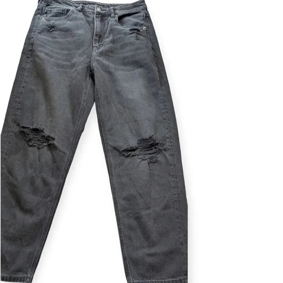 American Eagle Mom Straight Leg Denim Jeans Gray Distressed 6 Short - Picture 6 of 7